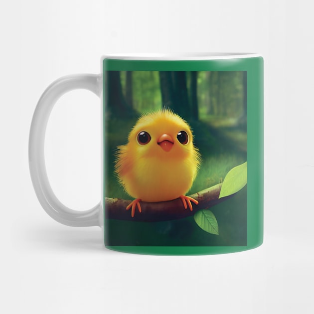 Cute Fluffy Chick or Baby Yellow Bird by Geminiartstudio